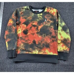 Nike Jumpman‎ Tie Dye Sweatshirt Boys Small Yellow Red Crew Neck Hoop Outdoor